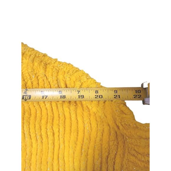 Back Street Long Jacket Sz L Yellow Sparkle CHENILE CORDUROY Bamboo Button Luxe - Picture 12 of 16
